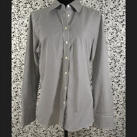 J Crew Navy Blue And White Striped Shirt - Picture 2 of 6